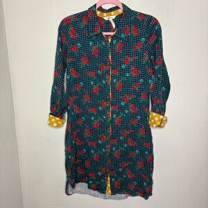Matilda Jane Blue Plaid Dress with Floral Accents Size XS
